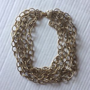 Multi Strand Brushed Gold Chain Necklace